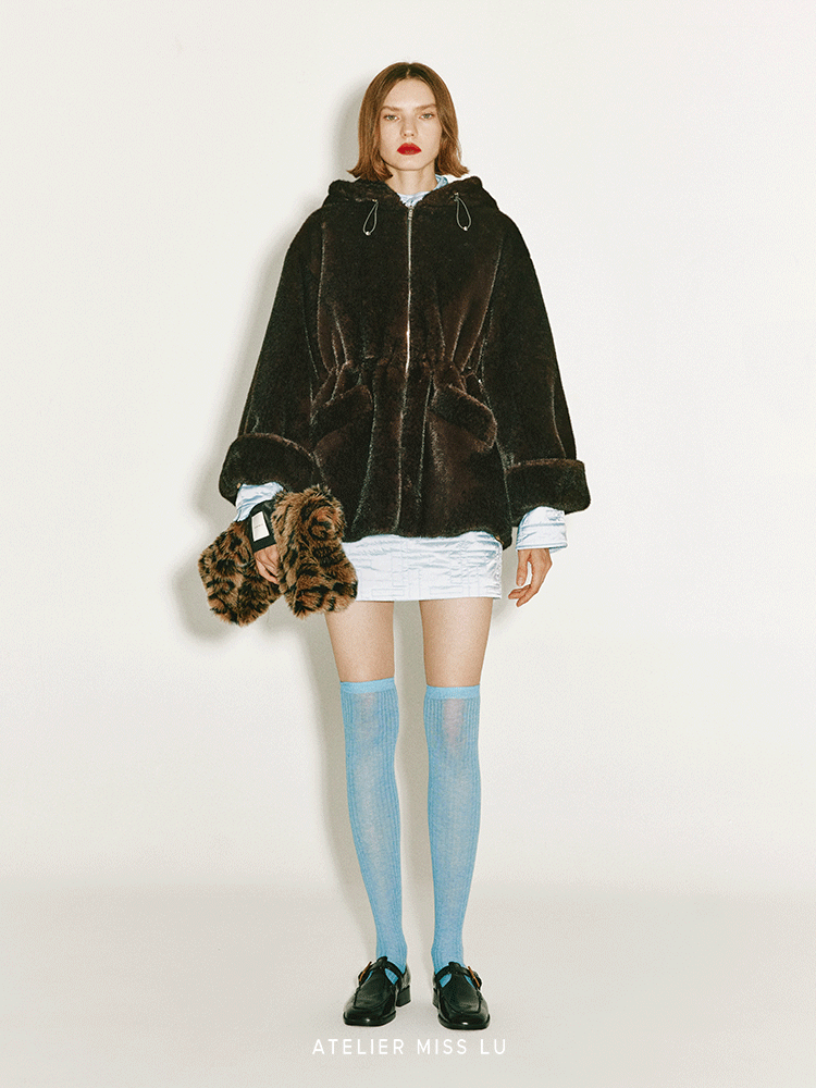 ATELIER MISS LU 4 Adjustable Faux Fur Zip-Up Hooded Jacket - SCOTT.