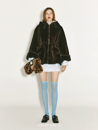 ATELIER MISS LU 4 Adjustable Faux Fur Zip-Up Hooded Jacket - SCOTT.