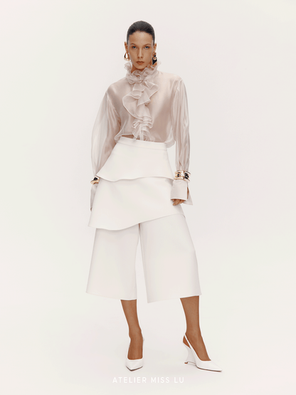 ATELIER MISS LU Court Wind Pleated Design Shirt Top - AUDIT
