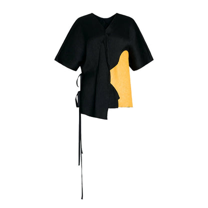 ZHUCHONGYUN contrasting print irregular skirt and top outfit set-ECHO.