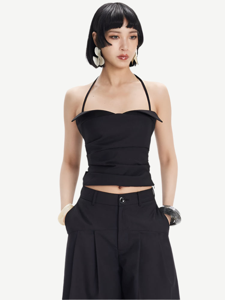 TINY IN cat ear three-dimensional pleated halter neck sling - BANG