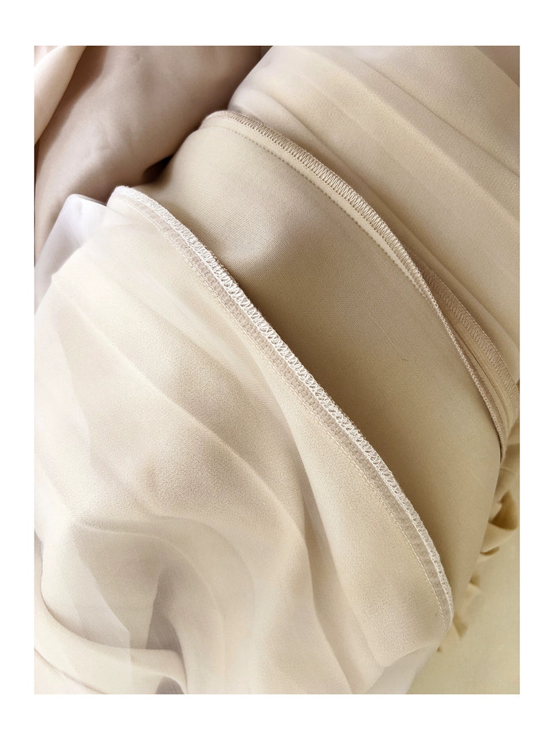 Highend sleeveless beige side pleated dress - Amira