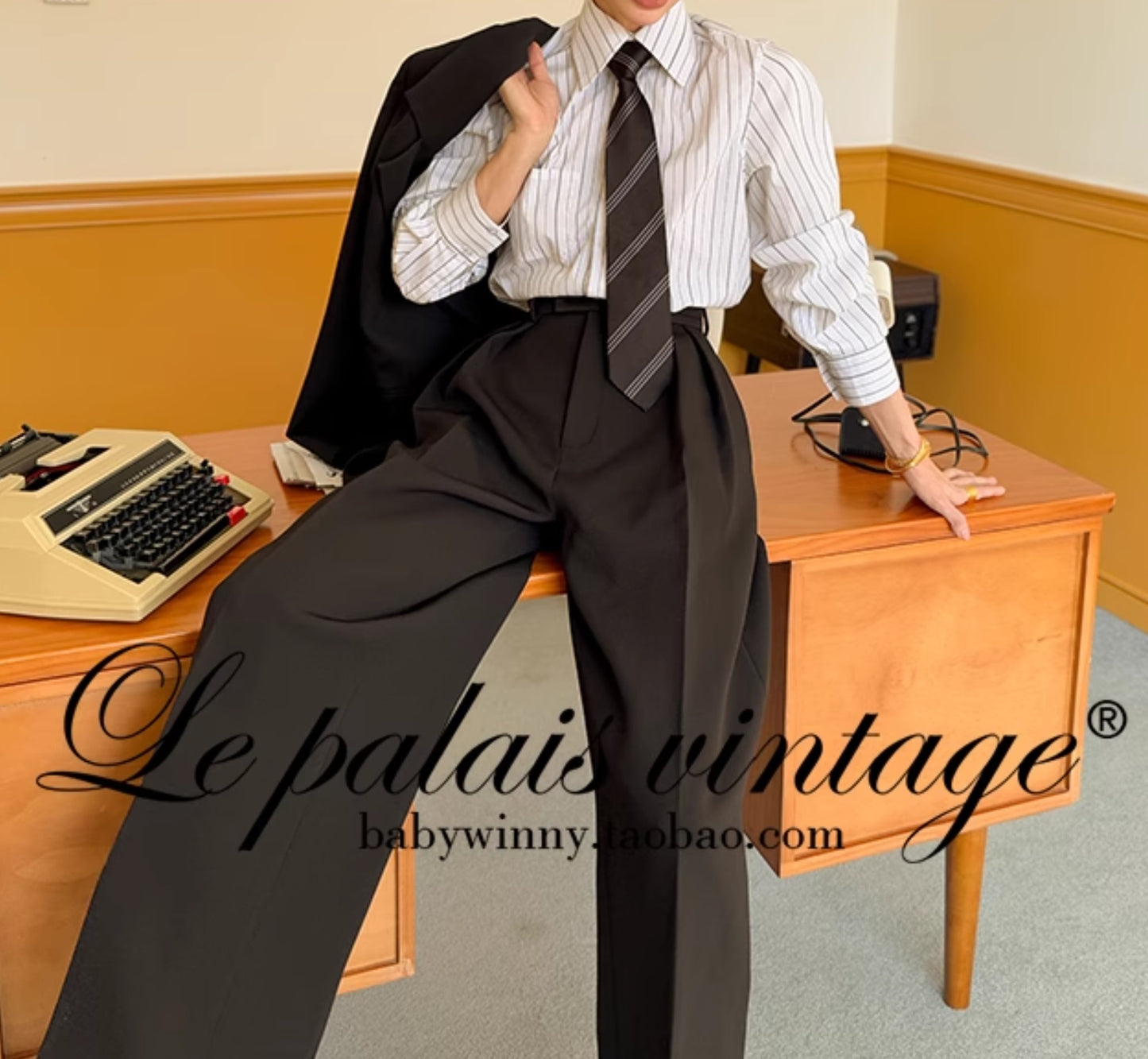 Le Palais Vintage  slim wide-leg high-waisted trousers-EMA