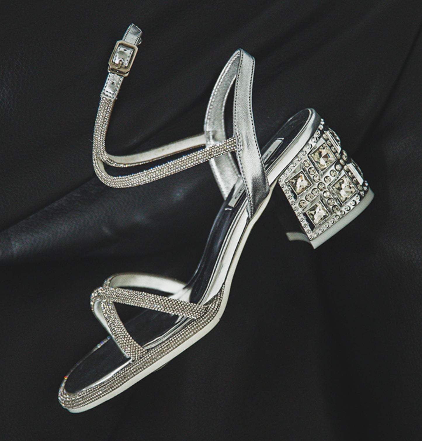 SHOESZOOO Rhinestone Fairy Style Open Toe Strap Block Heel - MARS.