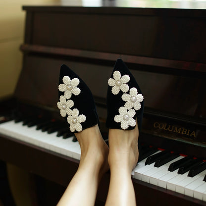 B-FEI pointed toe flower design French half-slip mules-TRENT.