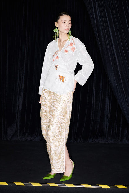 M essential Ma Kai designer Jinghui embroidered fabric upright structure long skirt - WINDA.