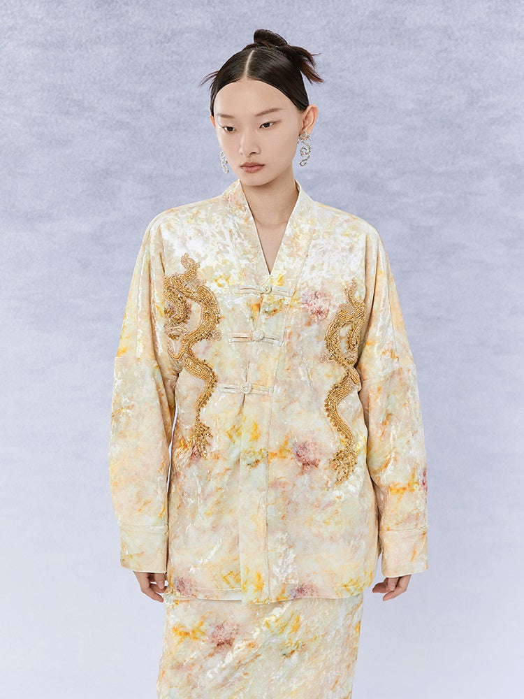 HECO 100% polyester tie dye long sleeve Jacket Sense Women's Top - glad.