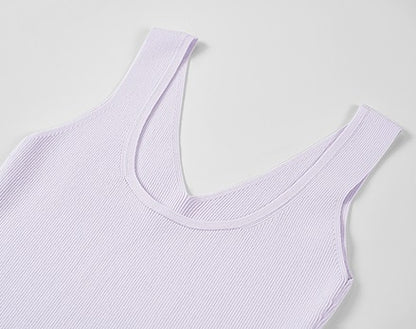 COMME MOI  Summer Acetate V-Neck Tight Knit Vest - AURORA.