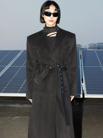 TINY IN  long black woolen coat-DADA