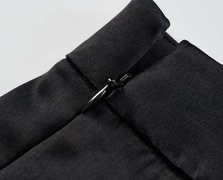 COMME MOI Summer Women's Black Satin Straight Pants - ADELINE.