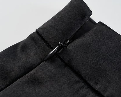 COMME MOI Summer Women's Black Satin Straight Pants - ADELINE.