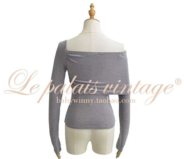 le Palais Vintage 3 off-the-shoulder Off-the-shoulder Asymmetrical Pleated Top-GEAR