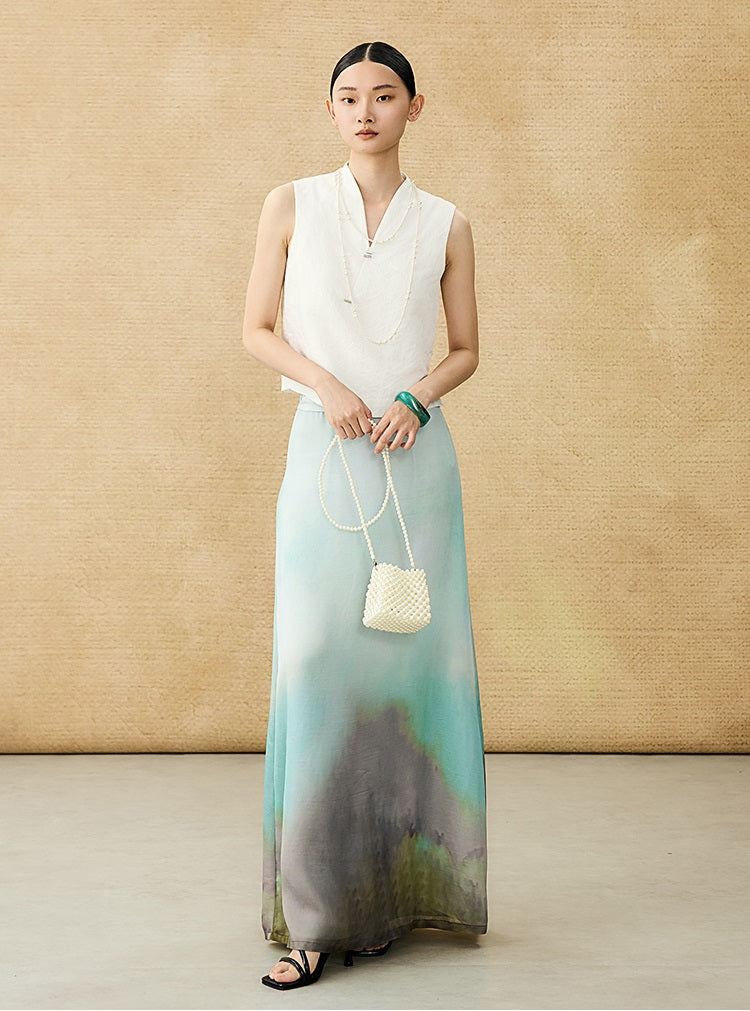 HECO Chinese Blended Temperament Silk Drape Hip Skirt - SOULS .