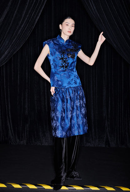 M essential Ma Kai designer Haiqing jacquard fish algae pattern nail beads vest - PEAC.