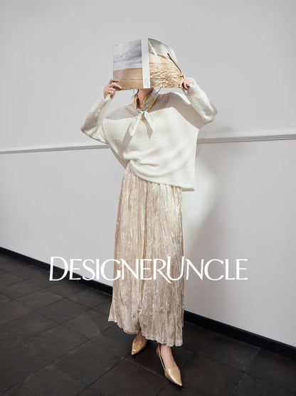 DGU "Soft Light"women's sweater loose and versatile shows thin and lazy knitted jacket - CREW.
