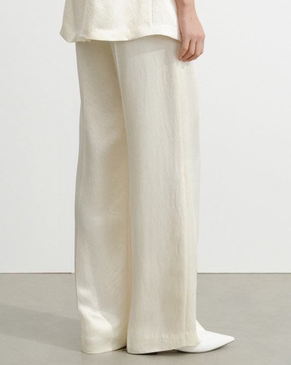 COMME MOI summer acetate texture commuter wide-leg pants - NAVY.