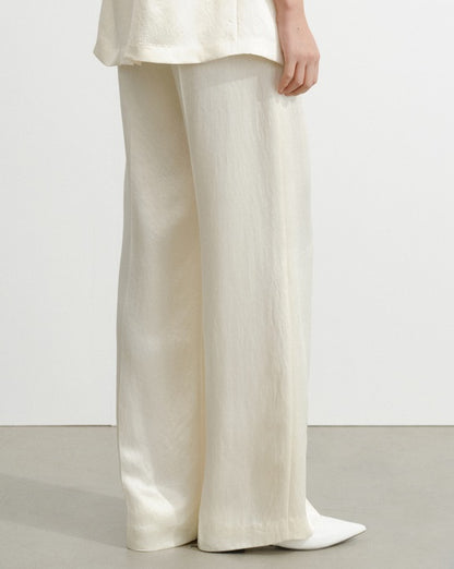 COMME MOI summer acetate texture commuter wide-leg pants - NAVY.