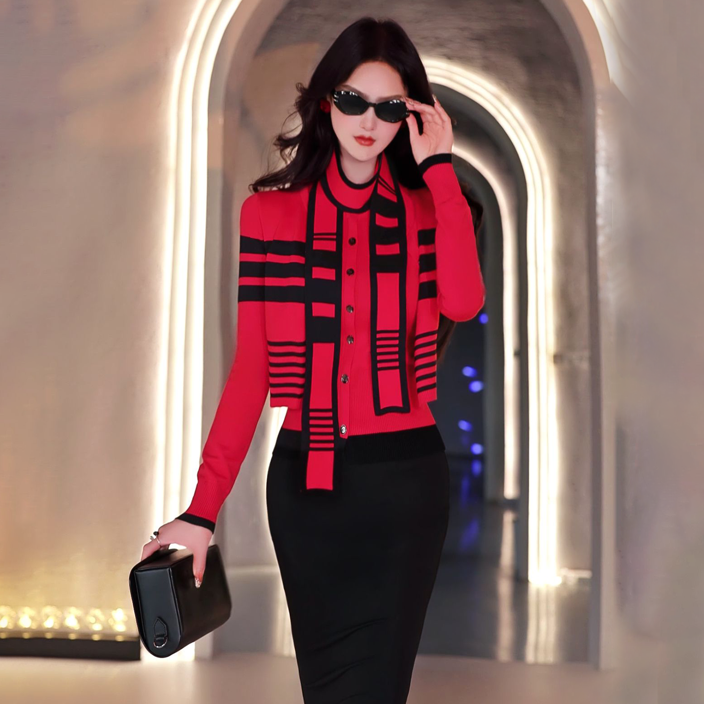 VJE  Long Sleeve Knit Slim Fit Inner Sweater Top -NEM.