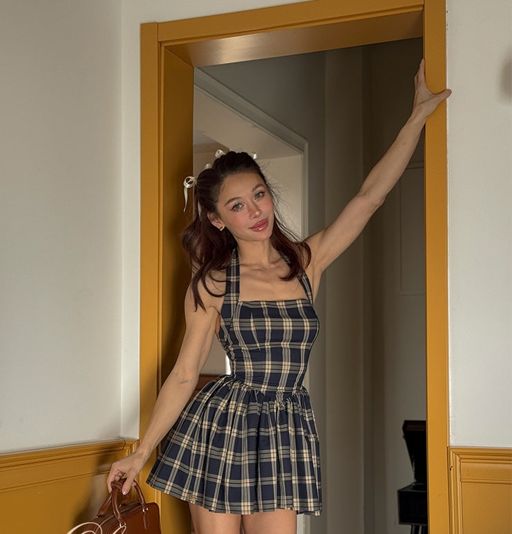 Le palais vintager hot girl style halterneck waist puffy skirt dress-JUNKO.