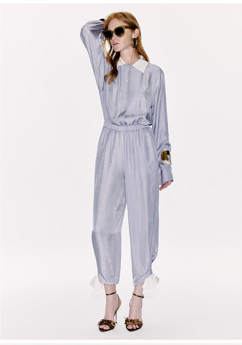 ATELIER MISS LU Ribbon Waist Acetate Jumpsuit - ARTHUR