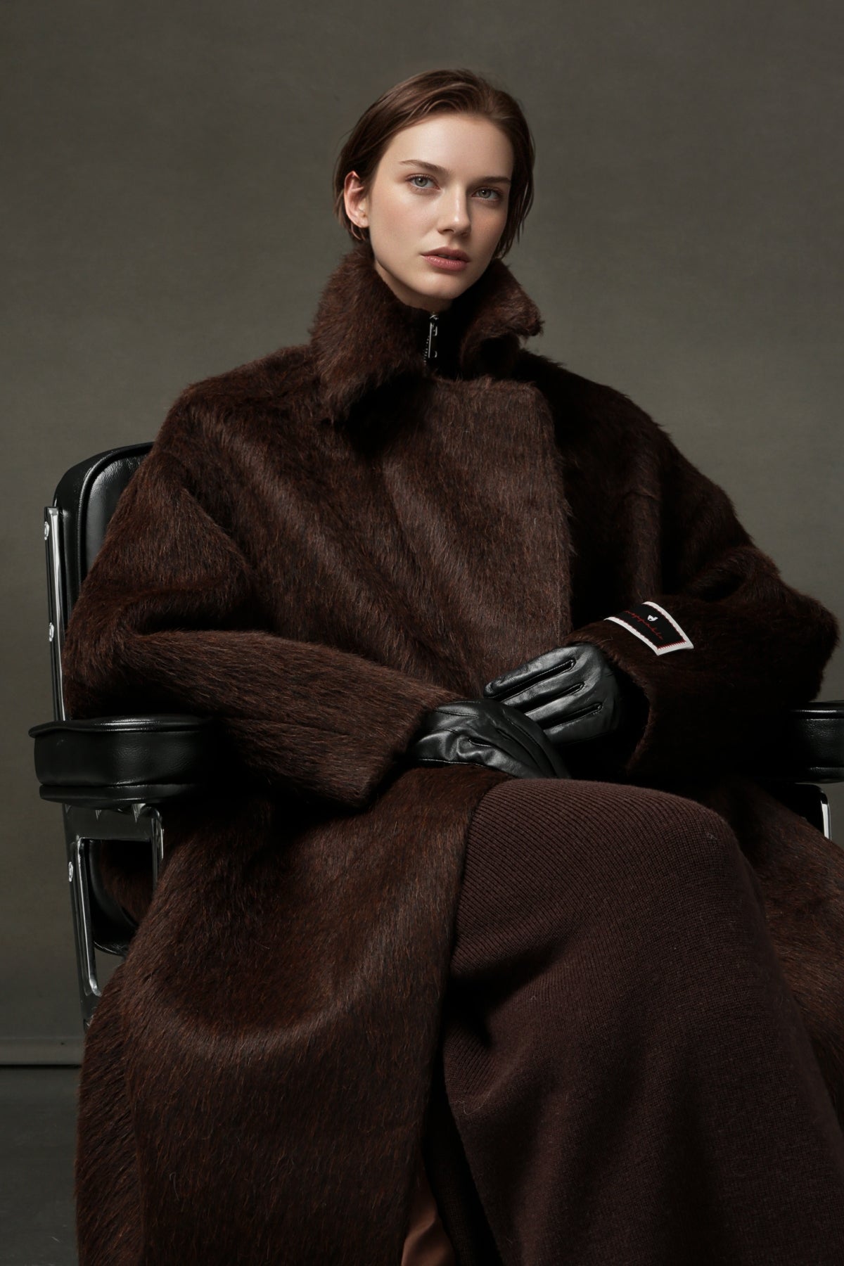 PIAOIN Luxury Peruvian Suli Alpaca Coat Women's Cocoon Double-sided Fur Coat -OMAN