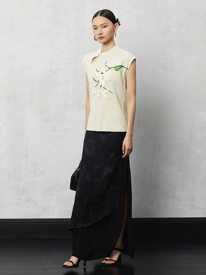 HECO acetate tulle high waisted cascading long skirt summer - lion.