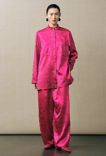 ZHUCHONGYUN oriental Chinese stand-up collar straight silhouette shirt--LOBEL.