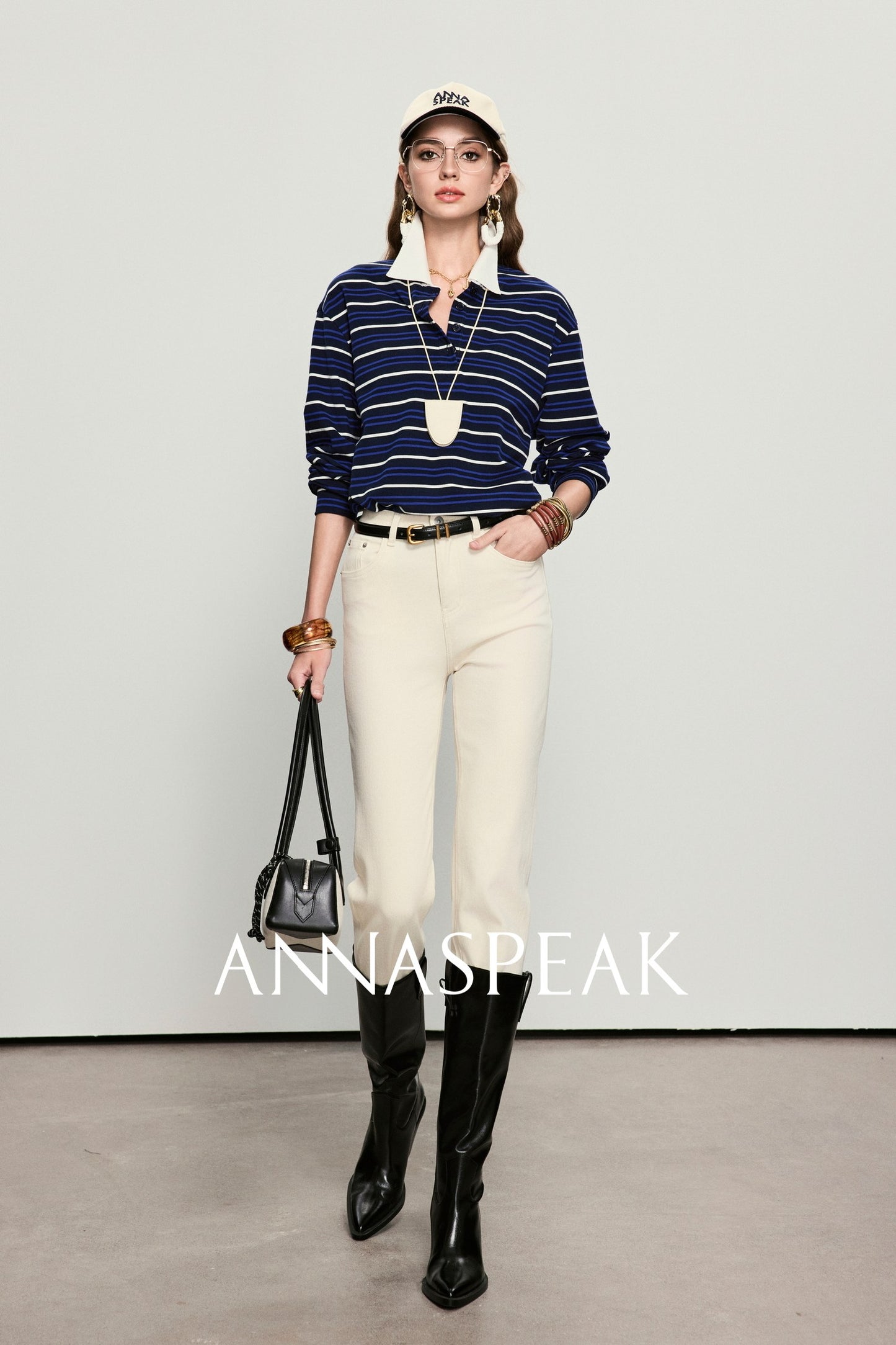 ANNASPEAK color loose striped knit long dress-MUA.