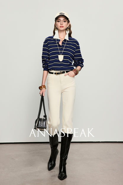 ANNASPEAK color loose striped knit long dress-MUA.