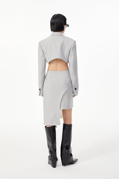 TINY IN curved hem layered gray black skirt -XANDER