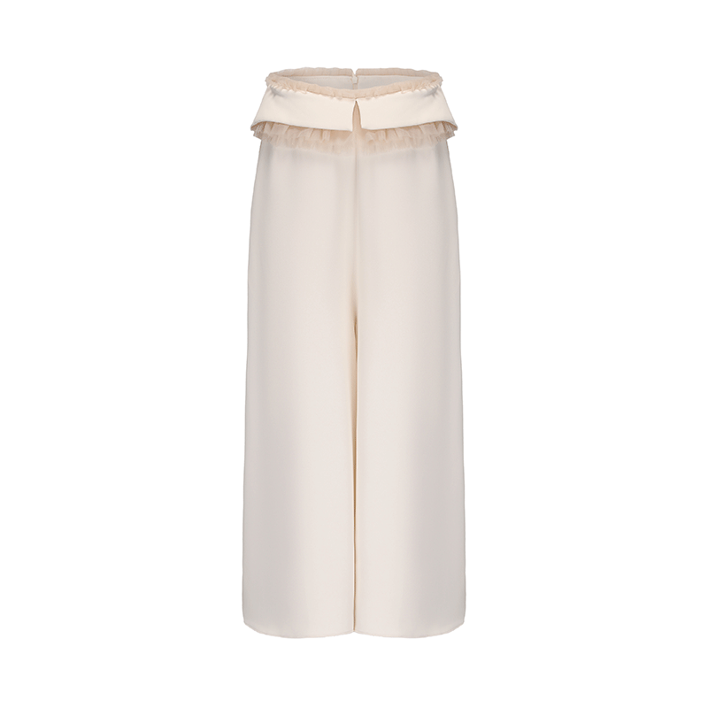 ATELIER MISS LU Authentic Waist Tulle Paneled Wide Leg Pants - KARINA