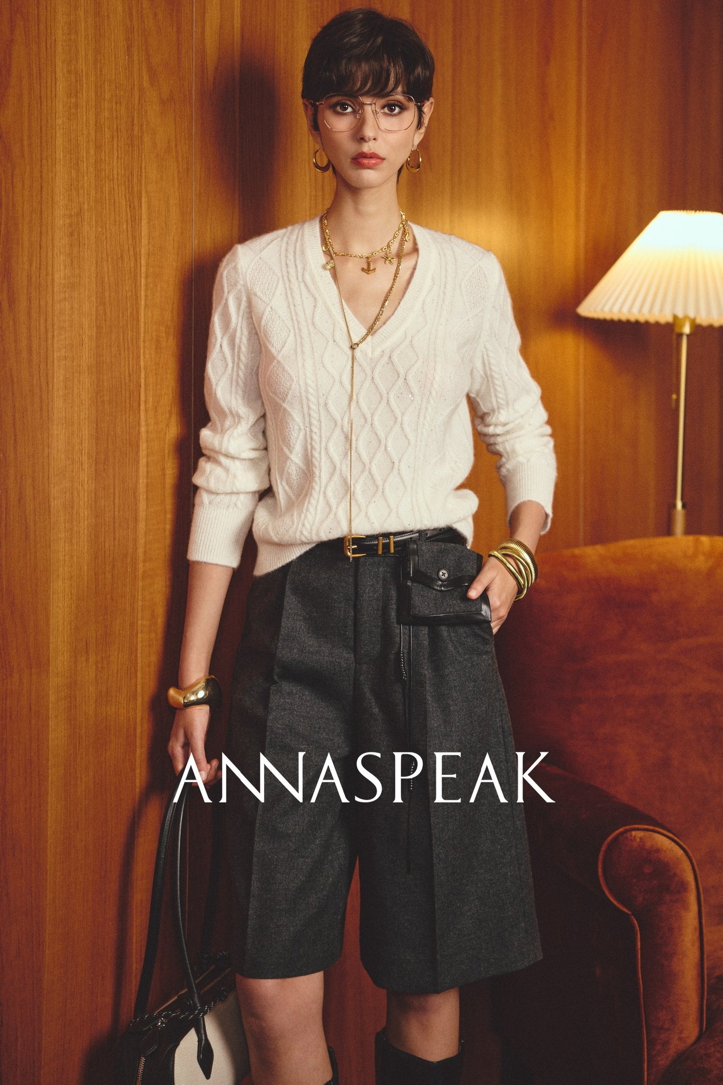 ANNASPEAK   Wool MINI Waist Bag Straight Leg Pants -COLE.