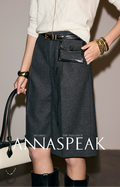 ANNASPEAK   Wool MINI Waist Bag Straight Leg Pants -COLE.