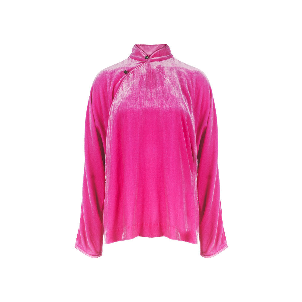 TUYUE silk velvet New Year red improved dressing robe top - TASHA.