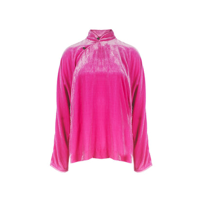 TUYUE silk velvet New Year red improved dressing robe top - TASHA.