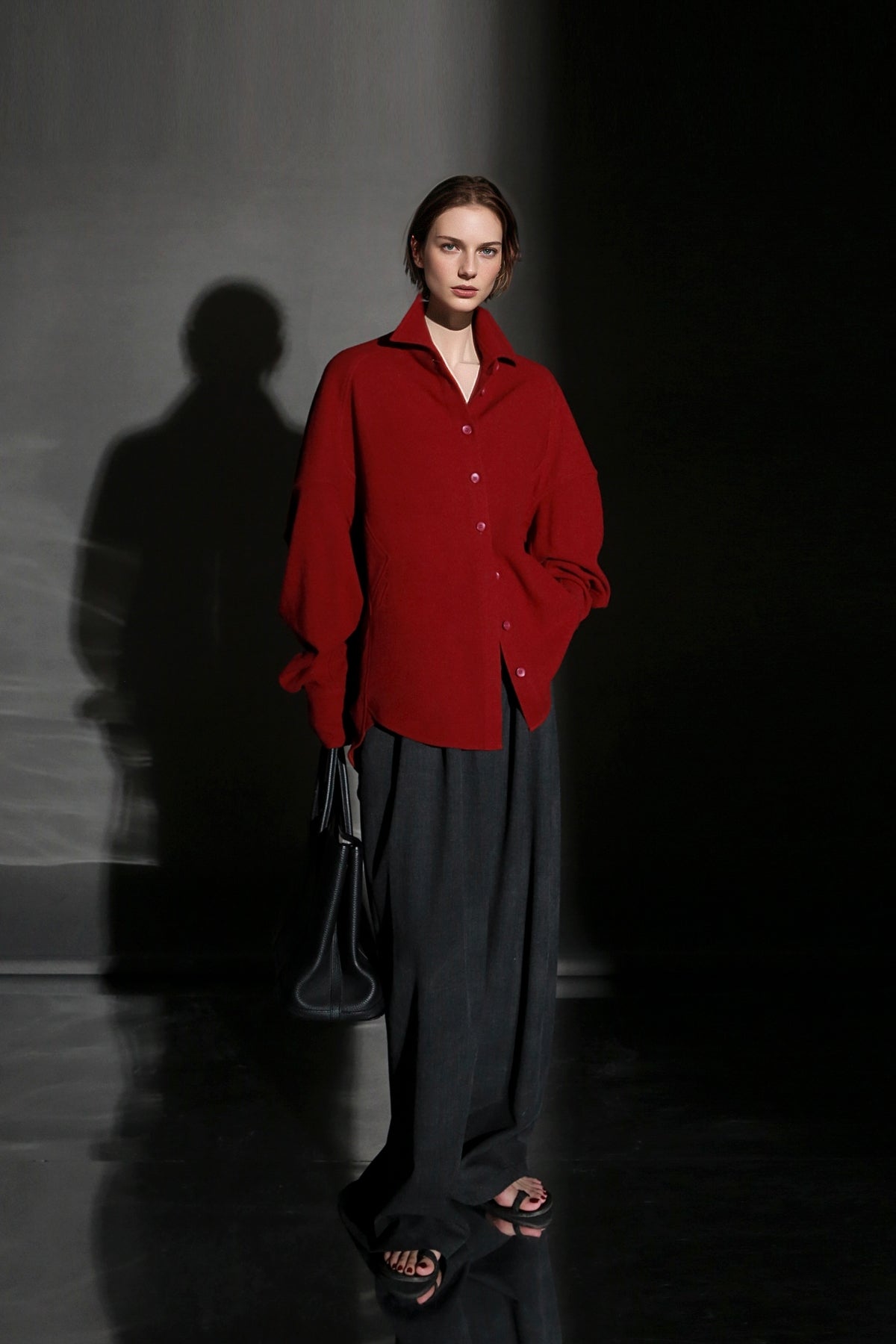 PIAOIN Luxury Old Money Style Wool Shirt Women's Single Breasted Shirt-FERA