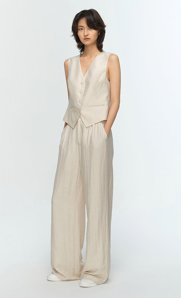 COMME MOI Summer Pleated Elasticated Wide-leg Pants - MOSES.