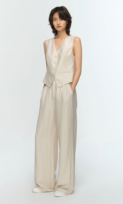 COMME MOI Summer Pleated Elasticated Wide-leg Pants - MOSES.