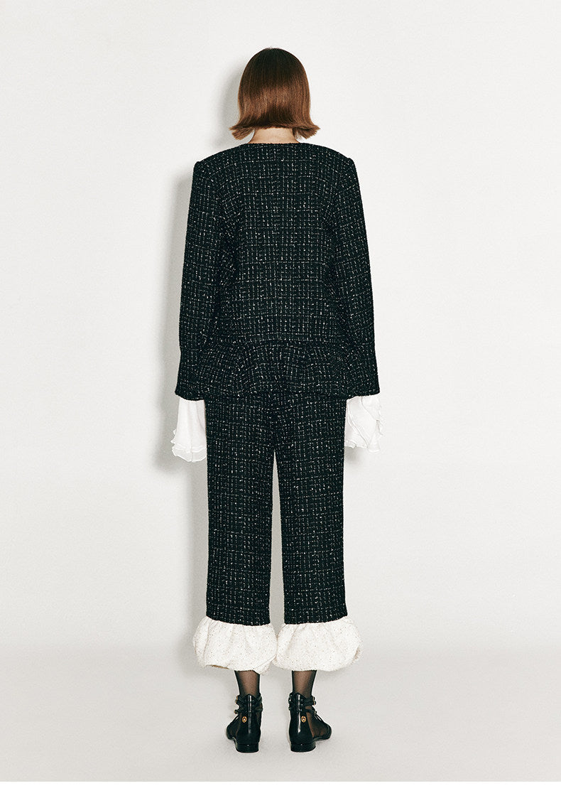 ATELIER MISS LU Fall/Winter Sequin Bud Hem Straight-leg Pants - HEAVEN