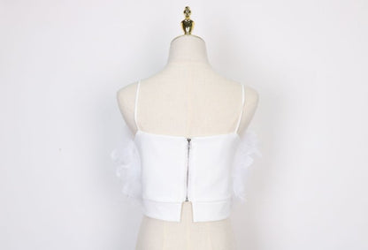 DOLLY Elegant Black/White Sleeveless Suspender Short Chic Vest-CASA