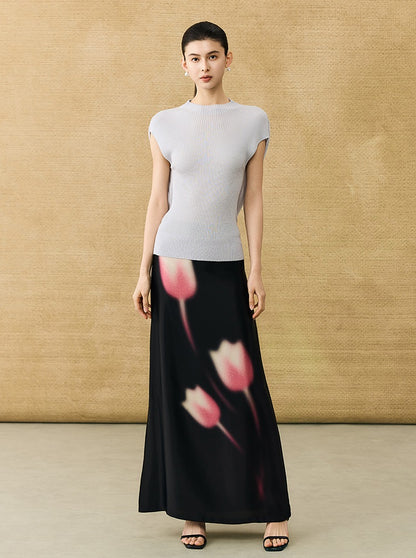 HECO Chinese comfortable neck sleeveless knitted T-shirt - QUEEN.