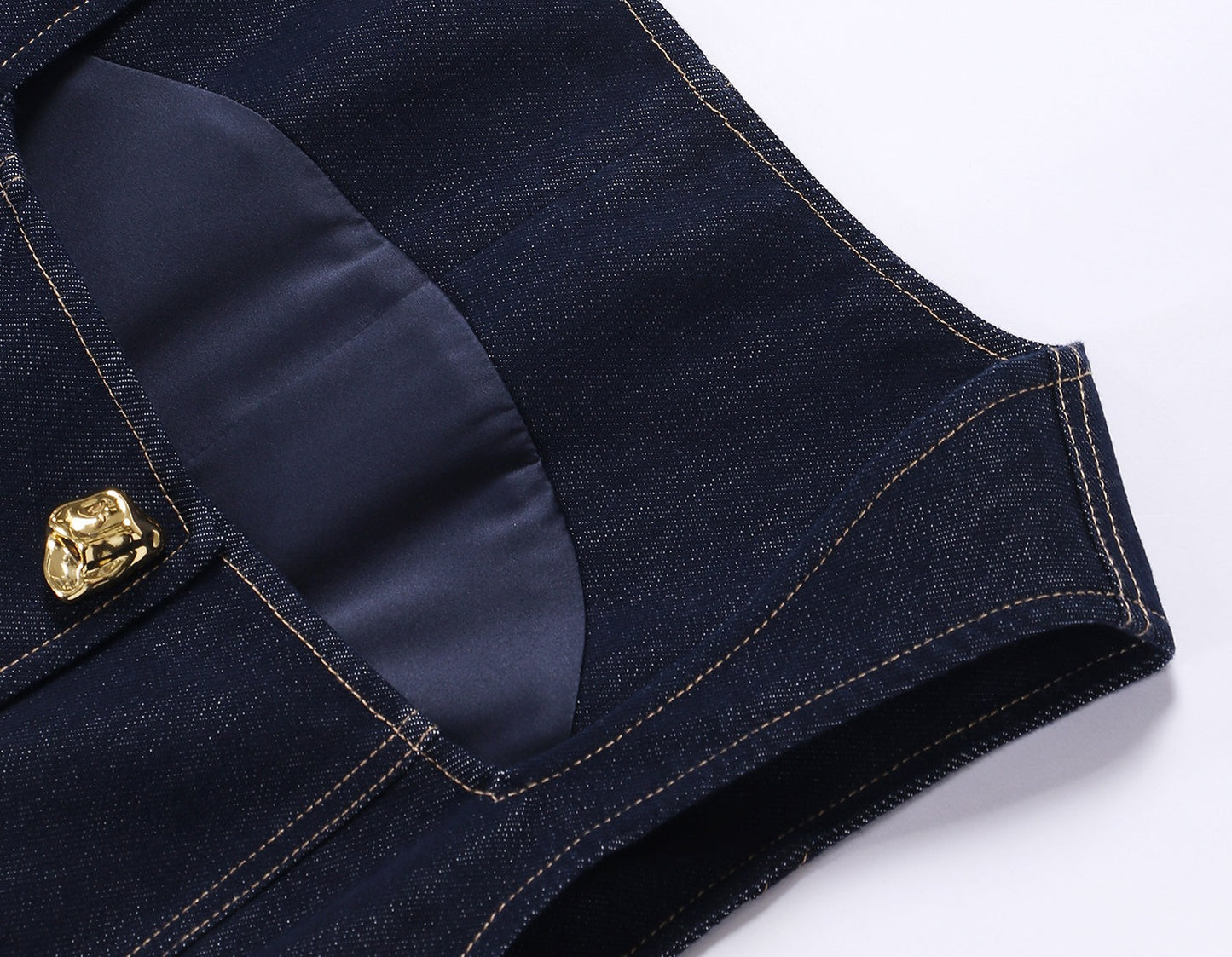 WANGXO | Light-Breathing Tencel Cotton Custom Metal Buckle Vest & Wide-Leg Pants Retro Denim Suit-YARA