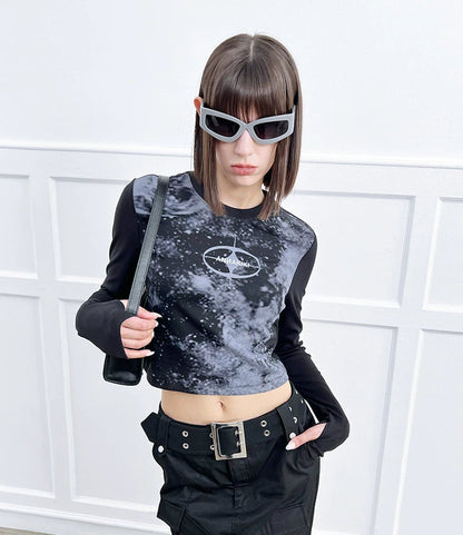 ANNAKIKI Retro Starry Sky Logo Slim Long Sleeve-YEAGER