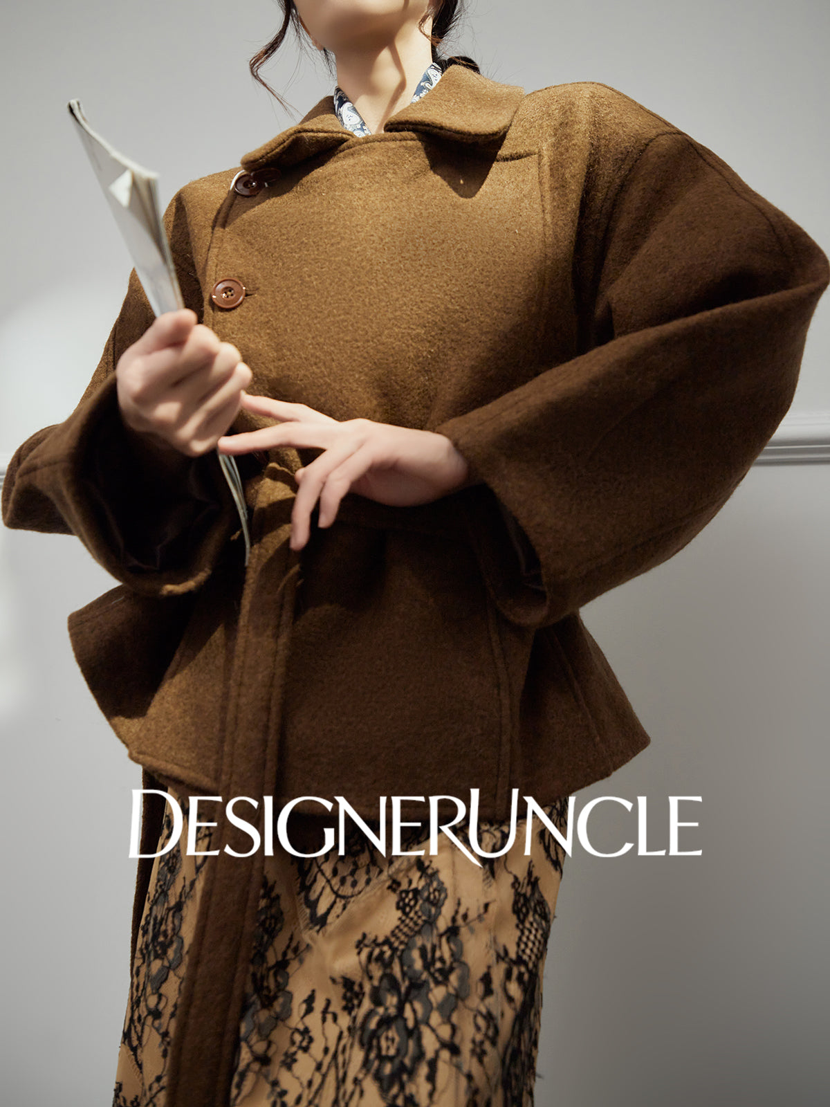 DGU|「 Twilight" gray woolen jacket new high-end temperament versatile slimming top - Louisa.