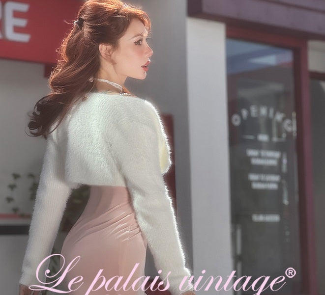 Le Palais Vintage Original Autumn Pink Velvet Strapless Midi Cocktail Dress - Vera.