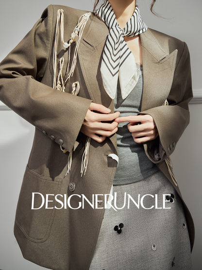 DGU "Sugu" khaki short jacket new commuter versatile small fragrant blazer - Felix.