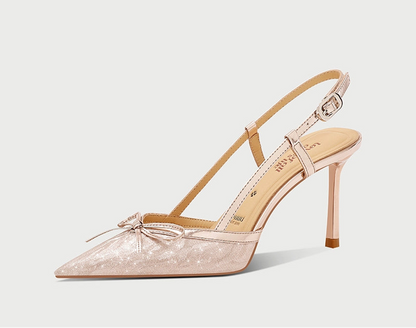 PJJUU Stiletto Strap High Heels gold sling back pumps- MERLIN