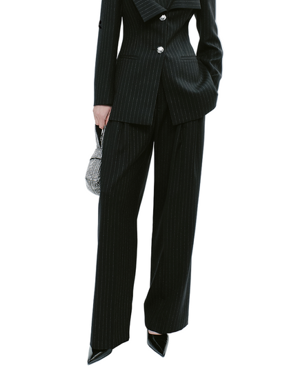 YES BY YESIR  striped denim spliced wide pants - VESSEL.