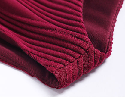 WANGXO | Textured 4D Stretch Knit Water Wave Weave Boat Neck Slim Fit Sleeveless Dress with Sculpted Flow -RÉMI