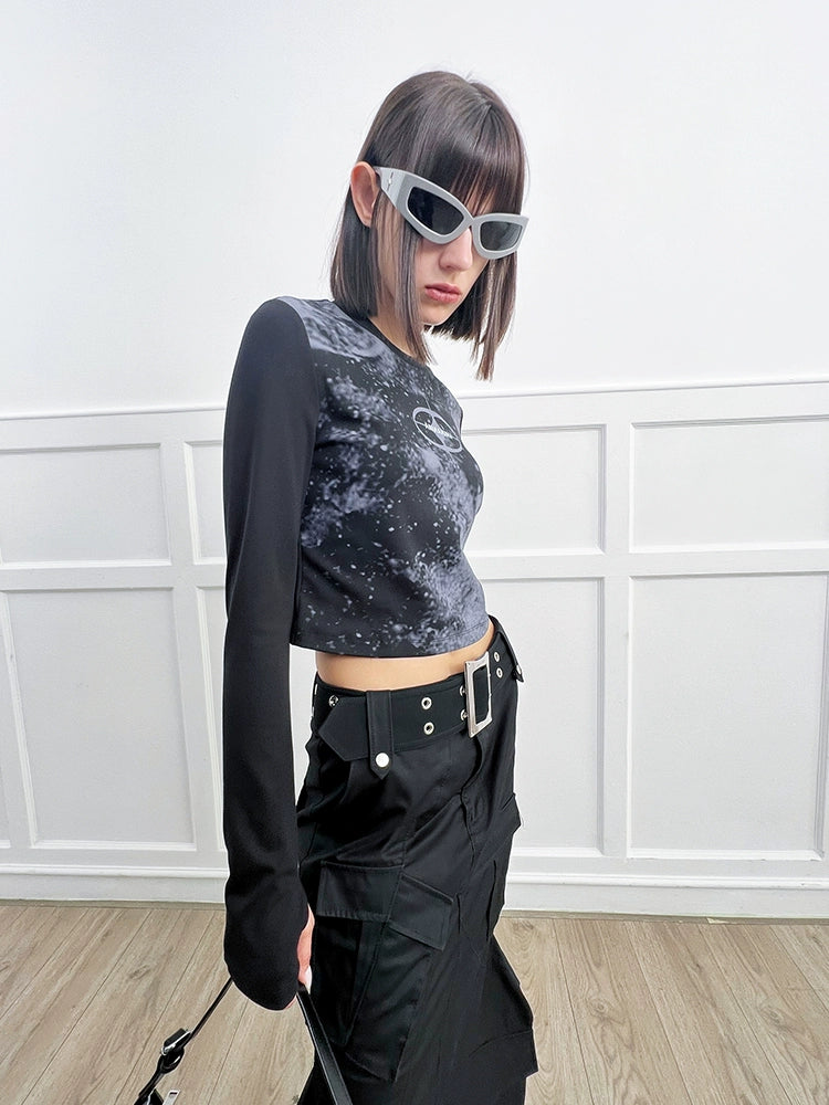 ANNAKIKI Retro Starry Sky Logo Slim Long Sleeve-YEAGER